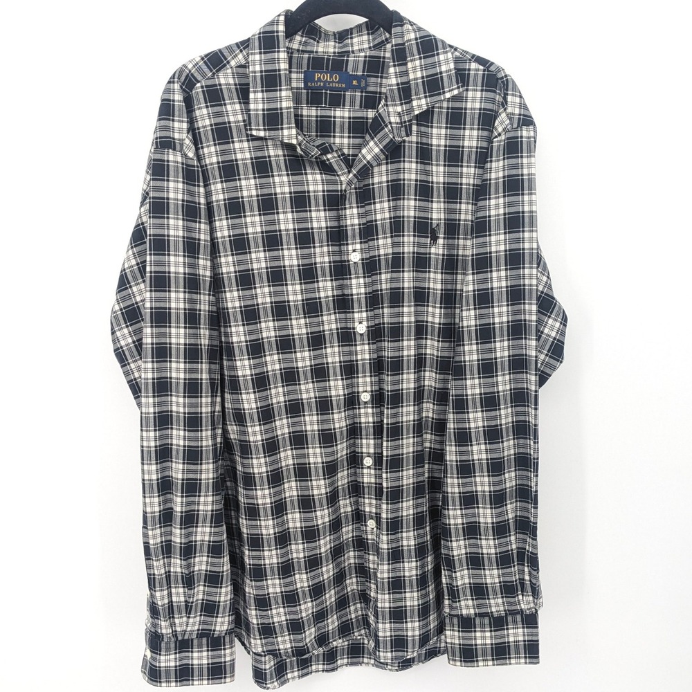 Polo Ralph Lauren‎ Shirt Men XL Blue Plaid Long Sleeve Button Down Preppy Casual